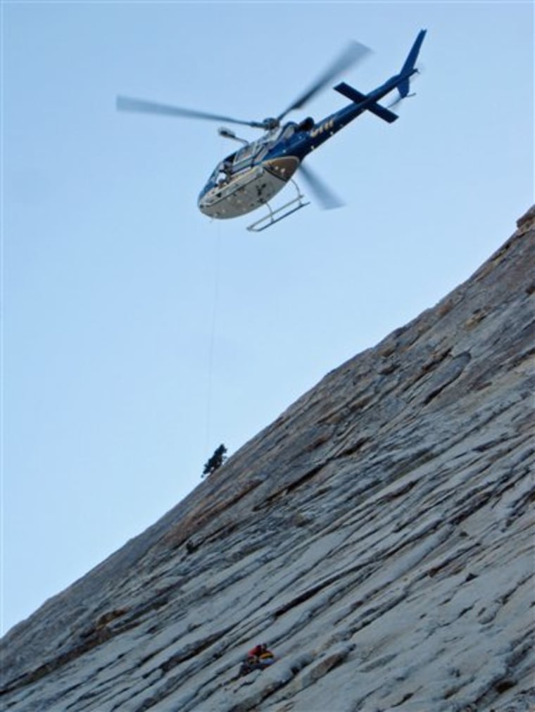 A hiker weary from clinging to the side of a Sierra peak for days was rescued by a sheriff's deputy who sprinted 300 feet up the 45-degree slope just as the hiker was losing his grip. 